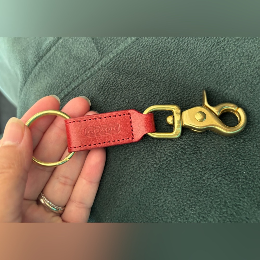 Coach Vintage Red Leather Trigger Keyfob 7212 New without tags